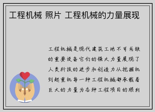 工程机械 照片 工程机械的力量展现