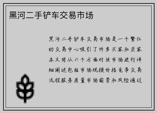 黑河二手铲车交易市场