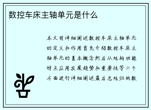 数控车床主轴单元是什么